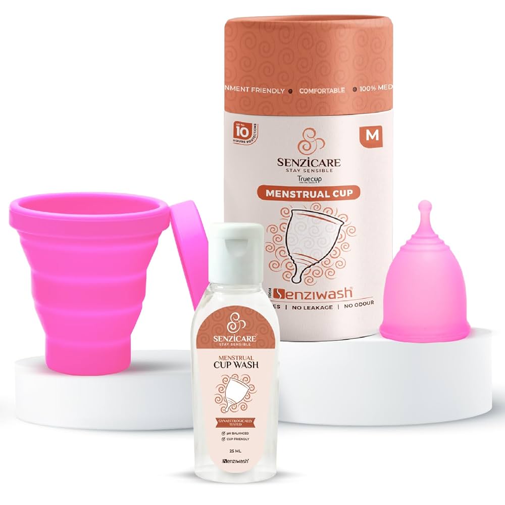 Senziwash Truecup Reusable Medium Menstrual Cup & Sterilizer Cup Care Kit